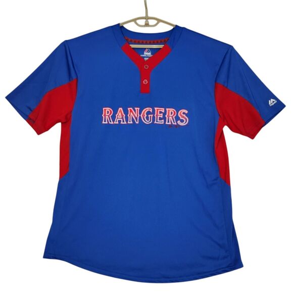 Texas Rangers Shirt Mens XL Blue MLB Baseball Crew Neck Short Sleeve Cool Base - Picture 1 of 9